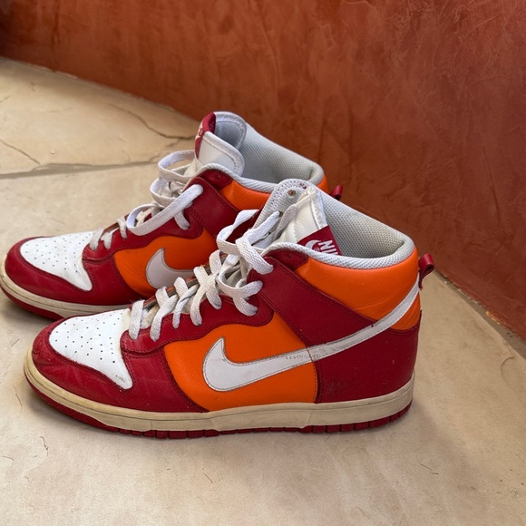 Nike Dunk Varsity Red and Orange High Top Sneakers Vintage